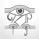 Eye of ra and eye of horus side by side, Symmetrical, pupil of horus is hollow, very simple tattoo design idea