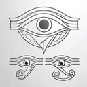Eye of ra and eye of horus side by side, Symmetrical, pupil of horus is hollow, very simple tattoo design idea