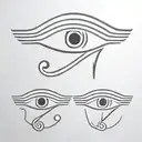 Eye of ra and eye of horus side by side, Symmetrical, pupil of horus is hollow, very simple tattoo design idea