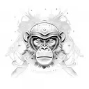 warrior monkey and playfull tattoo design idea