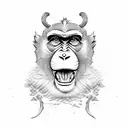 warrior monkey and playfull tattoo design idea