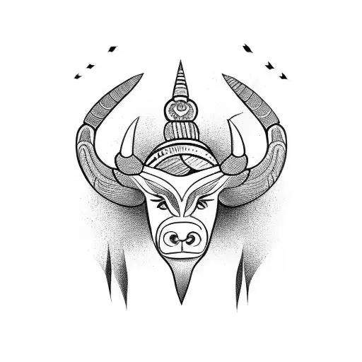 totem with Taurus and Cancer tattoo design idea