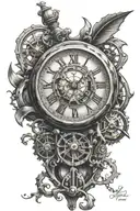 Continuous broken clock tattoo tattoo design idea