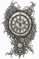 Continuous broken clock tattoo tattoo design idea