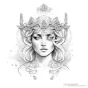 aphrodite and athena tattoo design idea