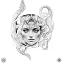 aphrodite and athena tattoo design idea