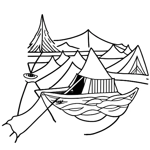 camping canoe tattoo design idea