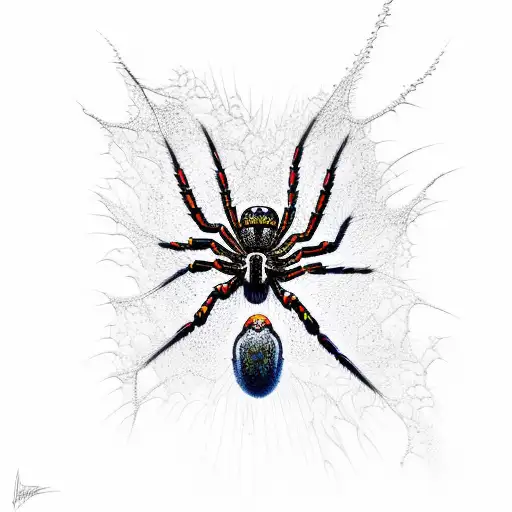 spider dripping venom creating nature tattoo design idea