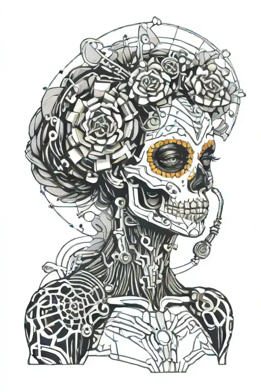candy skull girl tattoo design idea