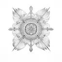 Mandala with feathers on a chain tattoo design idea