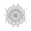 Mandala with feathers on a chain tattoo design idea