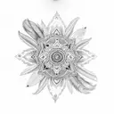Mandala with feathers on a chain tattoo design idea
