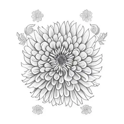 couple of chrysanthemum on my chest, one in geometric style black outline and white fill the other in traditional style  tattoo design idea