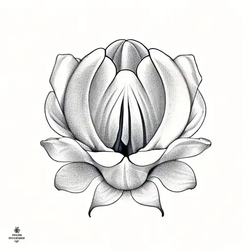 a tulip at the center of the design, with a hollow center representing the "hollow cage" metaphor mentioned in th tattoo design idea