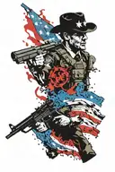 law enforcement military thin blue 7/14/23 flames left arm 1776 we the people tattoo design idea