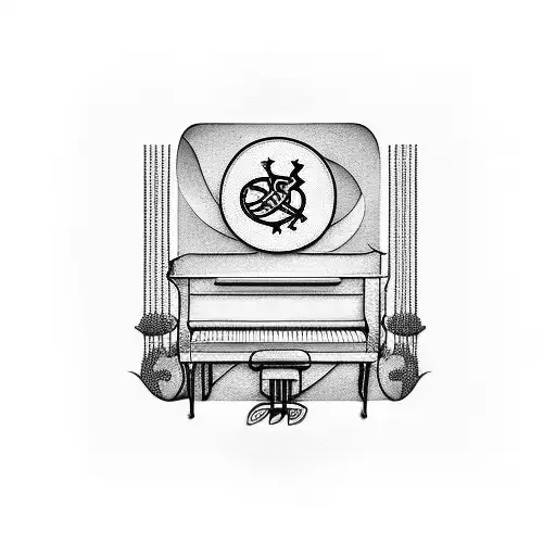 A piano with keys made of Arsenal FC logos tattoo design idea