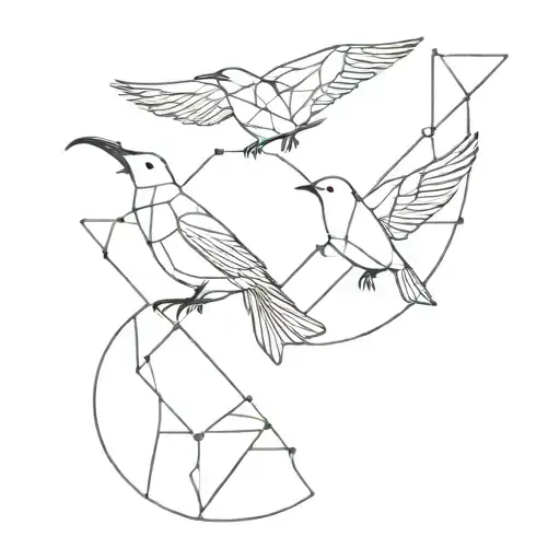 birds geometric design inspired tattoo design idea