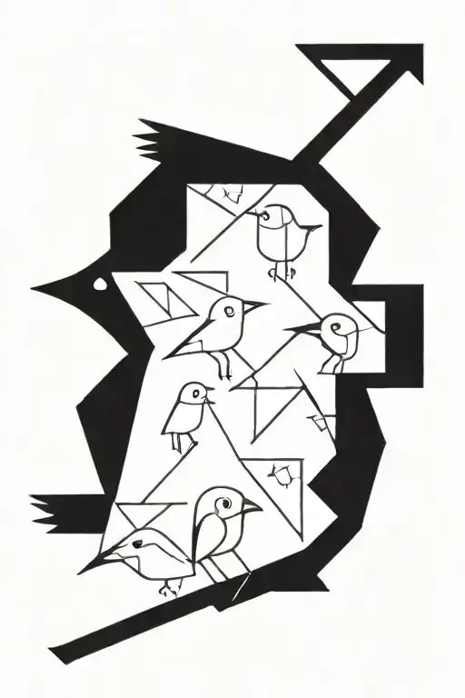 birds geometric design tattoo design idea