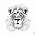 lion croix nuages tattoo design idea