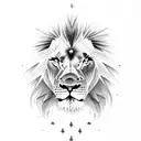 lion croix nuages tattoo design idea