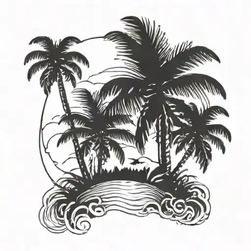 dominican republic and palm trees tattoo design idea
