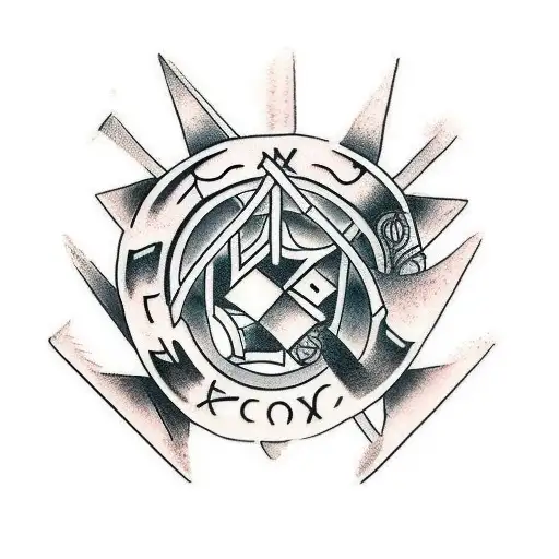 Nordic Runes. Motorcycle. Carpenter. Mechanic tattoo design idea