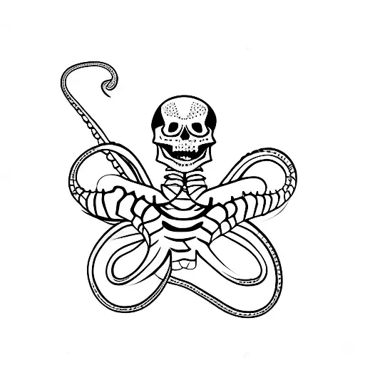 skeleton snake tattoo design idea