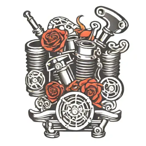diesel pistons and turbo tattoo design idea