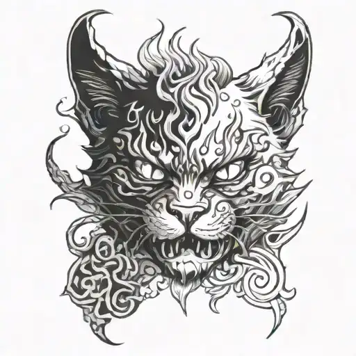  tatoo of a cat demon   tattoo design idea