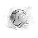 A cricket ball morphing into a motorcycle wheel tattoo design idea