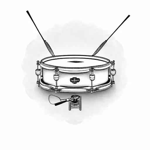 Snare drum and in the upper have drum sticks tattoo design idea