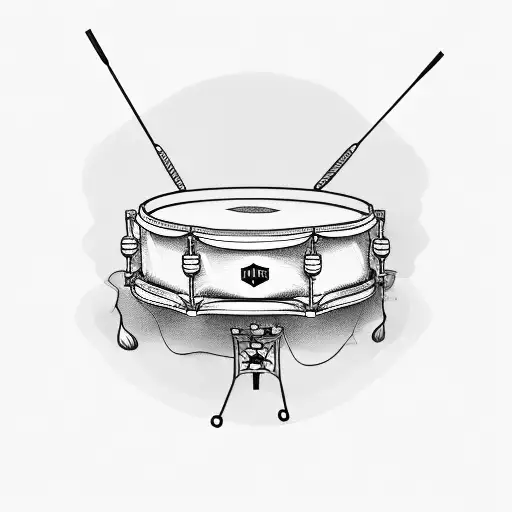 Snare drum and in the upper have drum sticks tattoo design idea