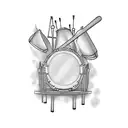 Snare drum and in the upper have drum sticks tattoo design idea