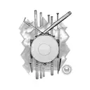 Snare drum and in the upper have drum sticks tattoo design idea