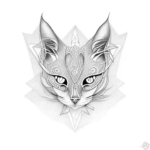 symmetrical cat shrimp hybrid  tattoo design idea