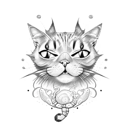 cat shrimp hybrid  tattoo design idea
