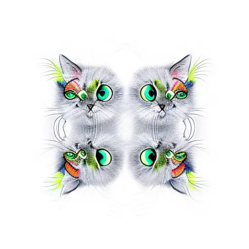 symmetrical cat shrimp hybrid  tattoo design idea
