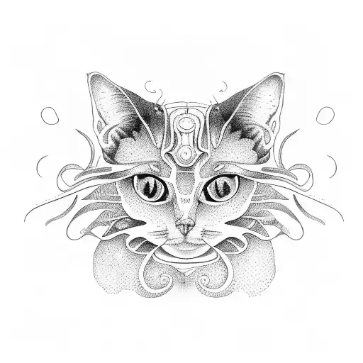 symmetrical cat shrimp hybrid  tattoo design idea