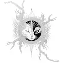 tree Phoenix cat sun moon sleeve tattoo design idea