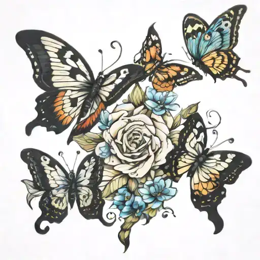 tornado of butterflies tattoo design idea
