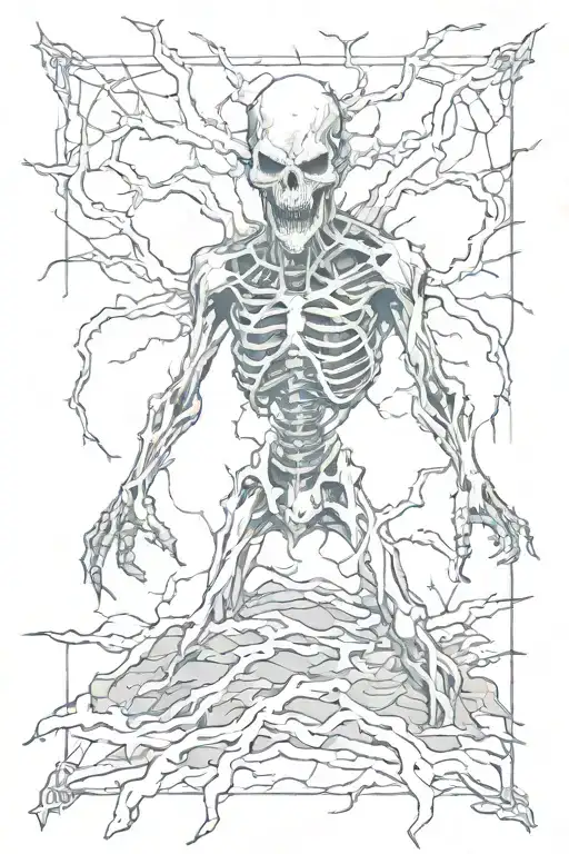 undead uprising that emerged from the ground due to a lightning strike tattoo design idea