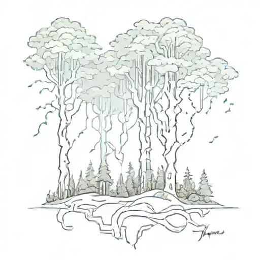forest with lightning  tattoo design idea