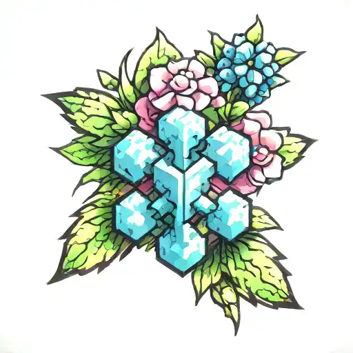 all minecraft flowers tattoo design idea