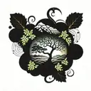 A psychedelic tattoo incorporating elements of nature that's a long S shaped tattoo design idea