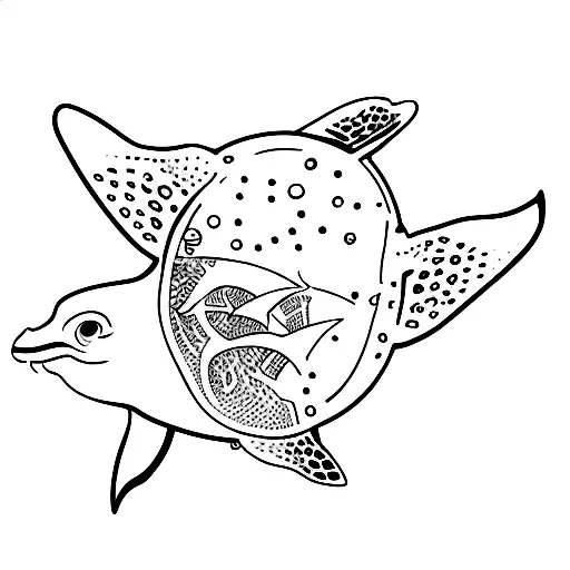nurse shark, hawkesbill turtle, spotted eagle ray,m tattoo design idea