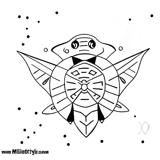 nurse shark in tandem with hawkesbill turtle and spotted eagle ray tattoo design idea