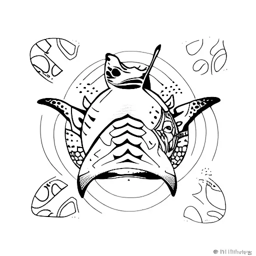 nurse shark behind hawkesbill turtle and spotted eagle ray tattoo design idea