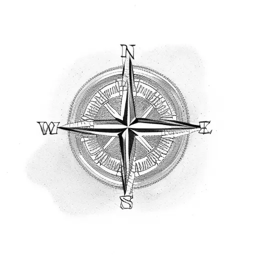 cross chain compass tattoo design idea