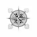cross chain compass tattoo design idea