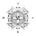 cross chain compass tattoo design idea